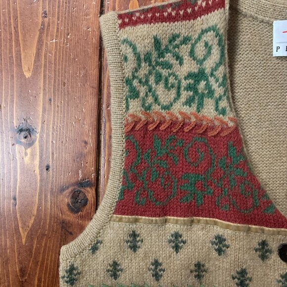 Talbots Petites Vintage 100% Wool Women's Holiday Christmas Sweater Vest - Picture 12 of 16